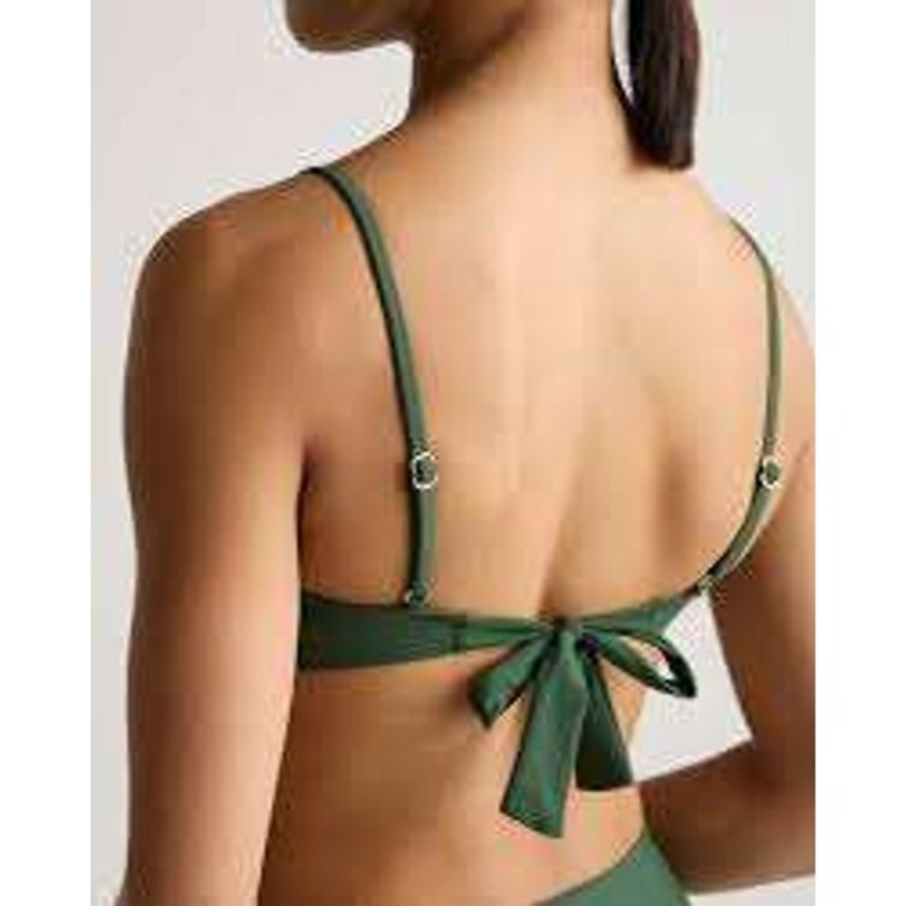 Quince NWT‎ Italian Matte Scoop Neck Bikini Top Palm Green Sustainable Size XS - Picture 2 of 9